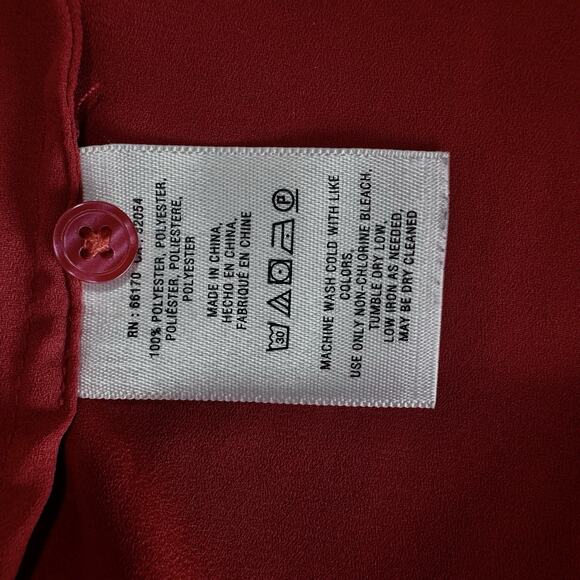 Maeve Anthropologie Tomato Red Long Sleeve 3 Button Top Shirt Blouse Medium Work - Picture 8 of 10